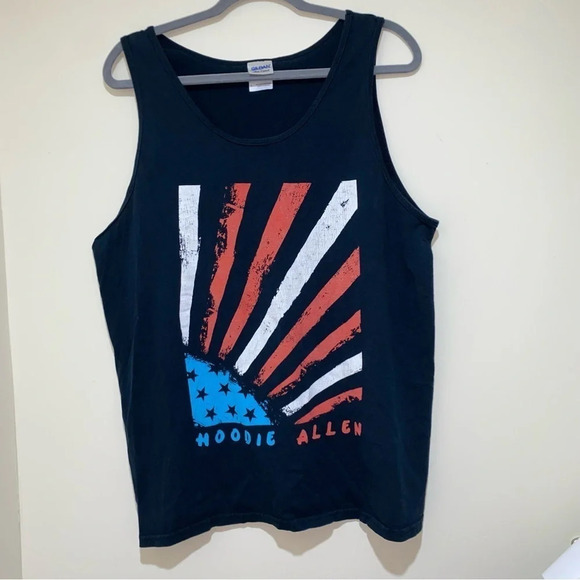 Men’s  Hoodie Allen 2013 Merch Tank Top with American Flag size L band rap merch - Picture 3 of 12